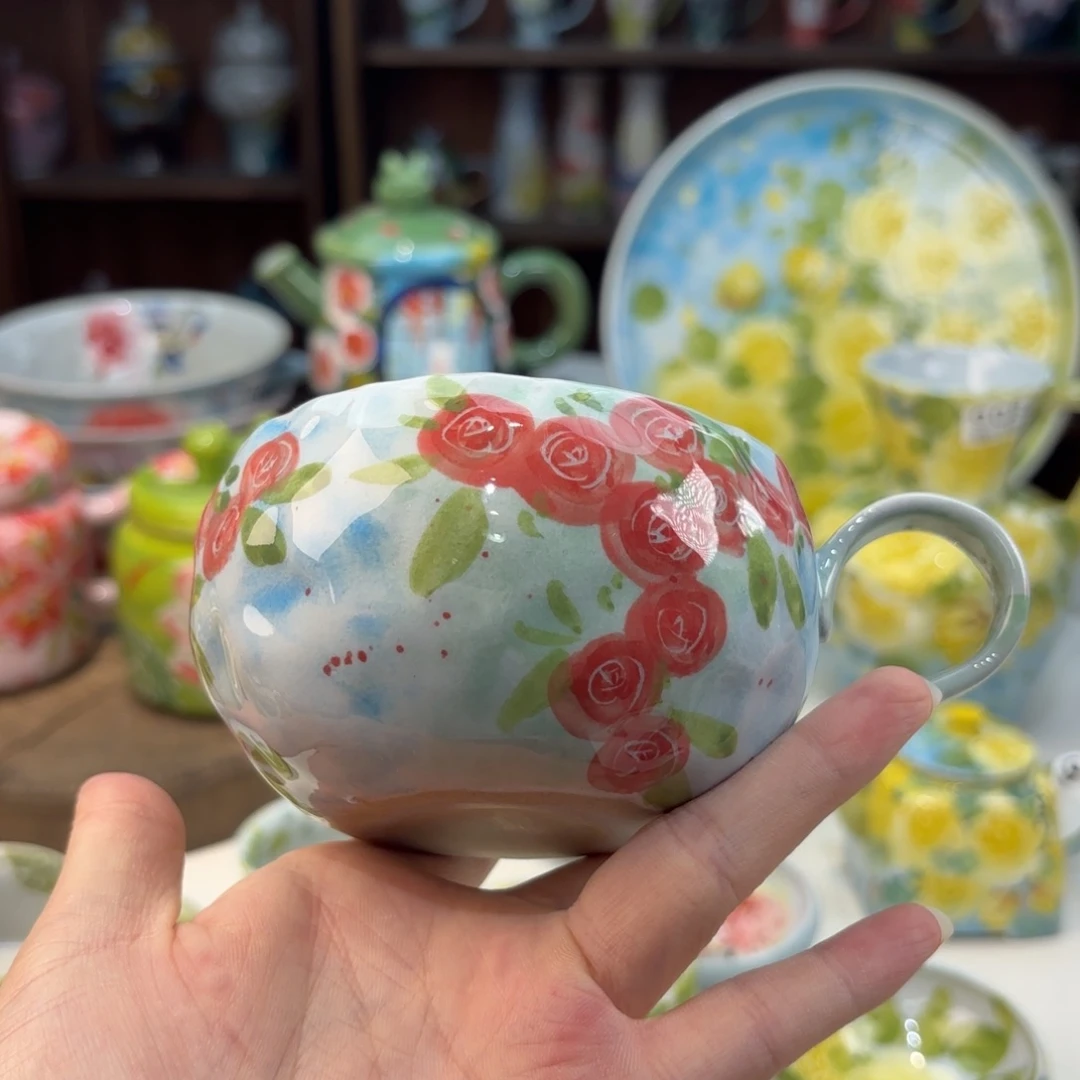 瓷片景德镇手绘高温釉下彩陶瓷茶具