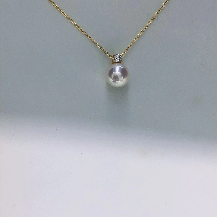18K金镶嵌吊坠8.5-9海水珍珠