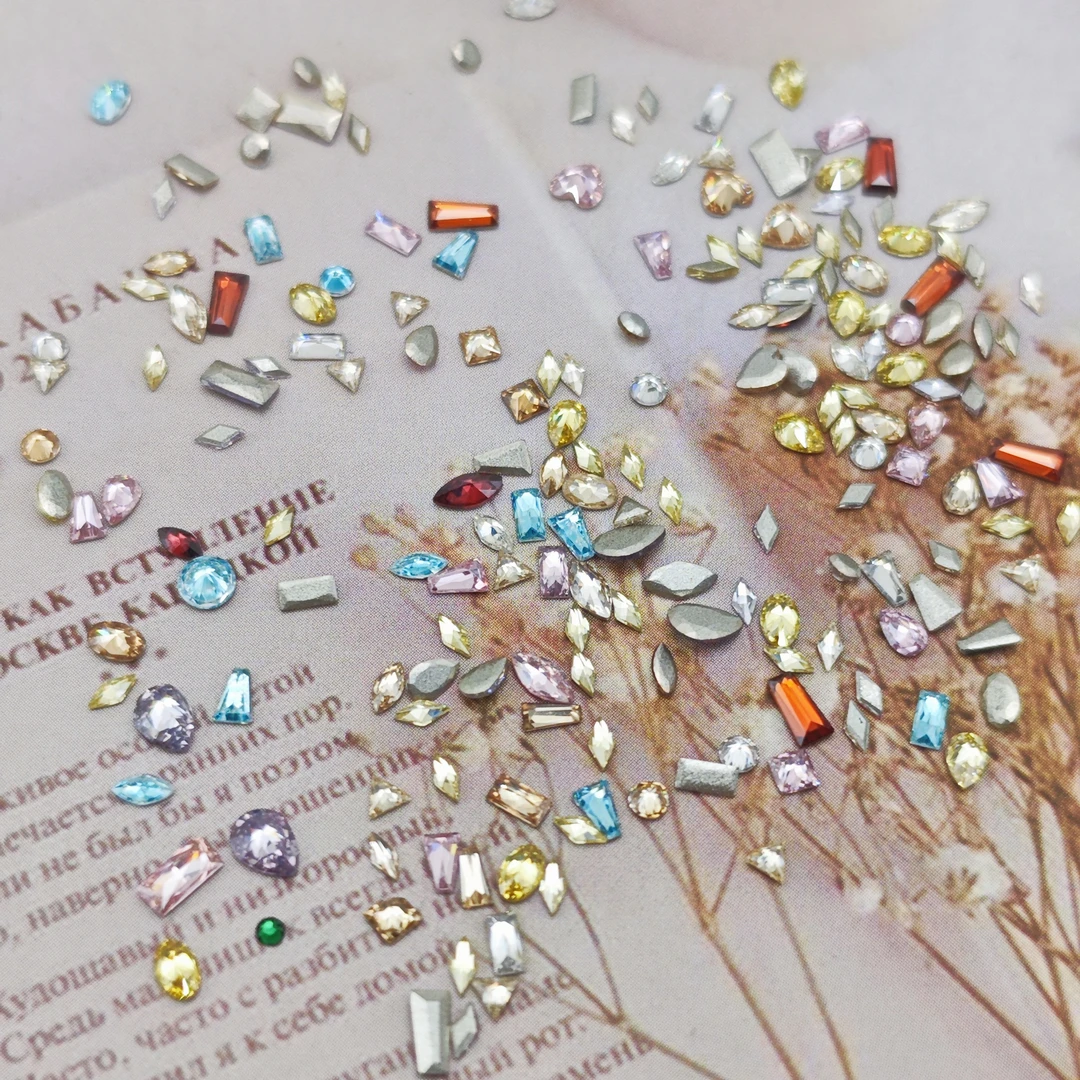 迷你彩色锆石5A倒边平底美甲钻饰品网红超闪多巴胺指甲配饰用品钻