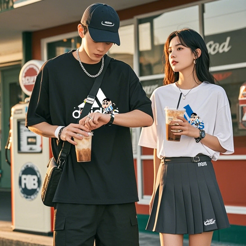 宽松型休闲百搭情侣夏季运动T恤单肩男士时尚潮流