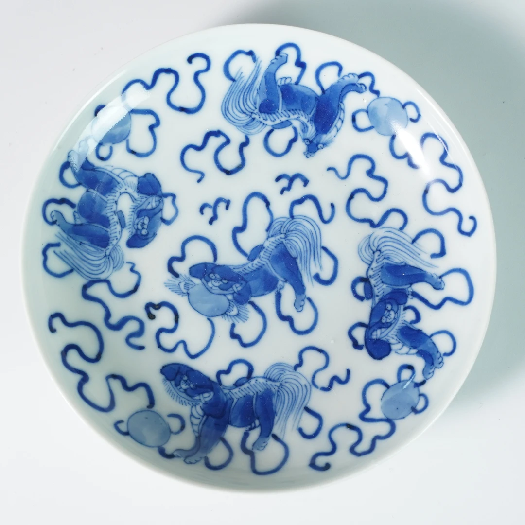 LABC251018038【十竹斋】清中期青花五世同堂赏盘