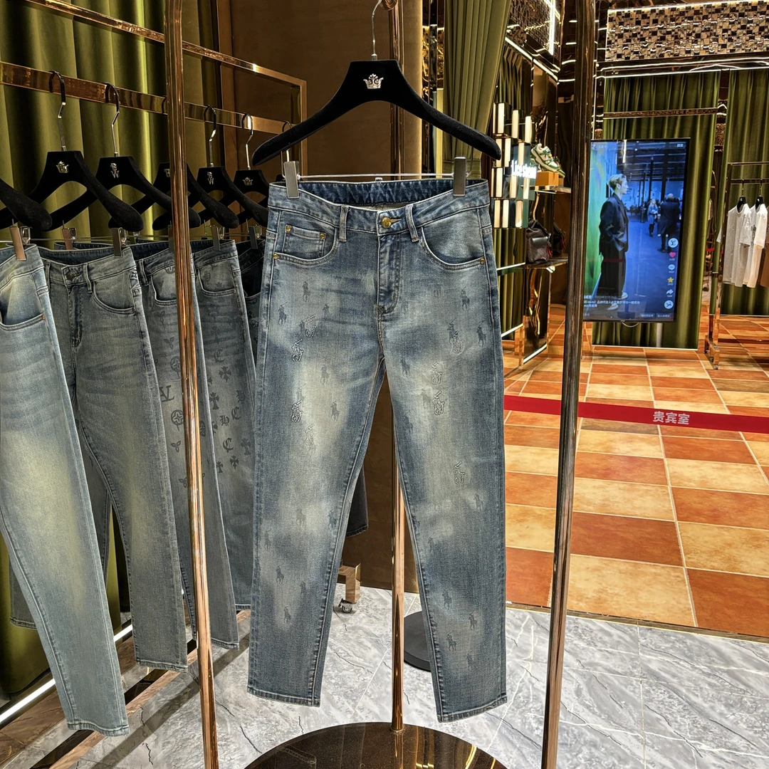 PG【认准橙子】2025年春夏款轻奢潮牌重工定制洗水百搭牛仔裤77067