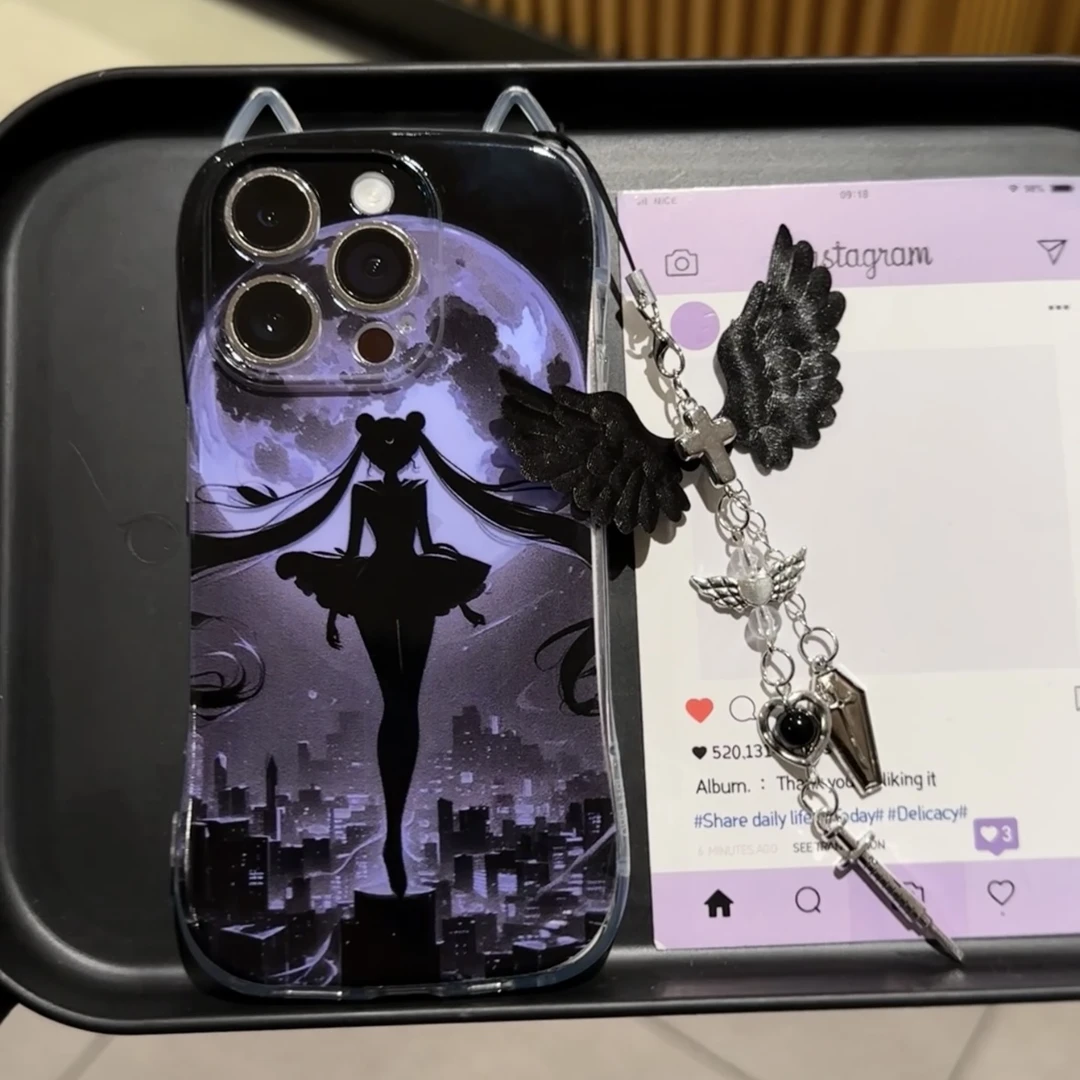 猫耳夜色美少女适用iPhone15苹果16promax/13手机壳14小众11软12