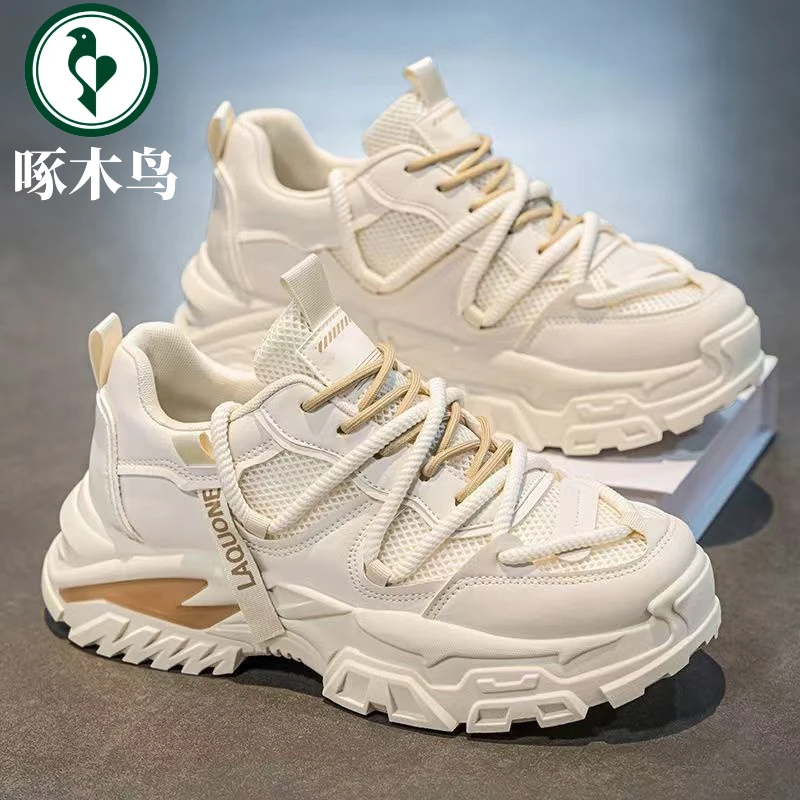 【正品】啄木鸟男鞋2025夏季新款网面百搭高级感休闲鞋青少年运动厚