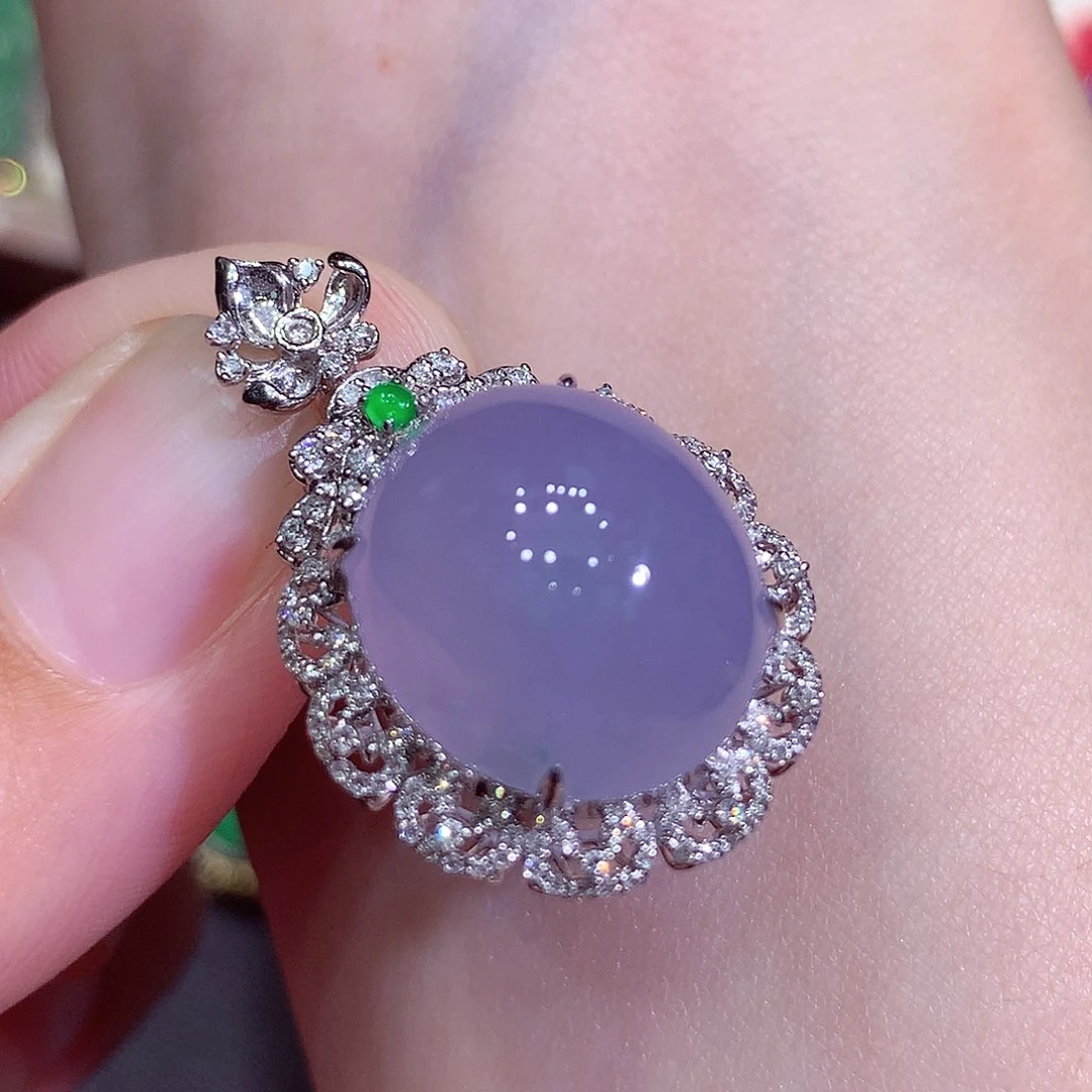 翡翠18K金镶嵌吊坠(不含链)