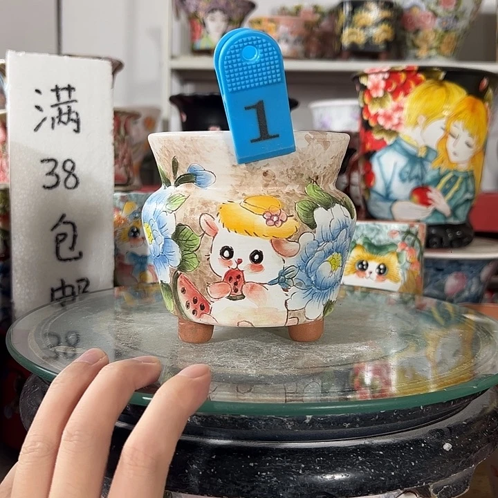 景德镇手绘花盆幸运花盆
