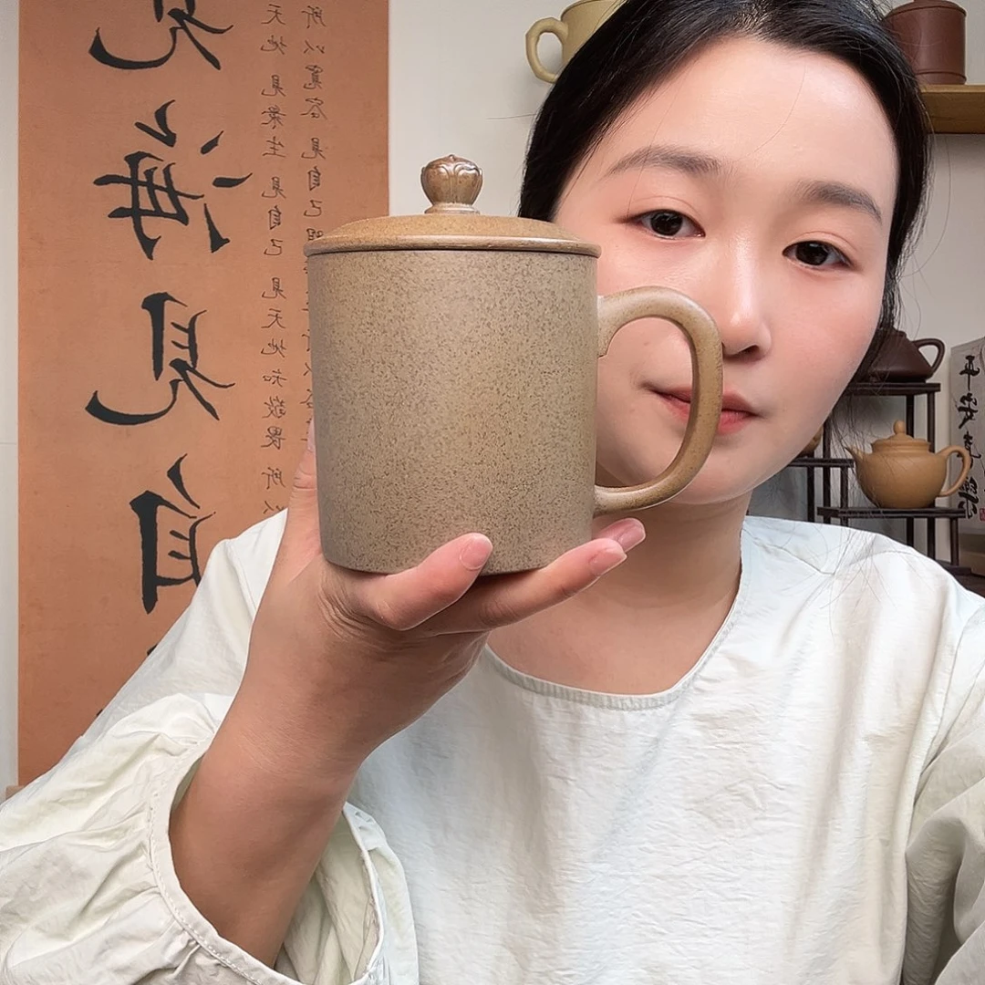 茶杯紫砂紫砂盖杯古法柴烧黄段