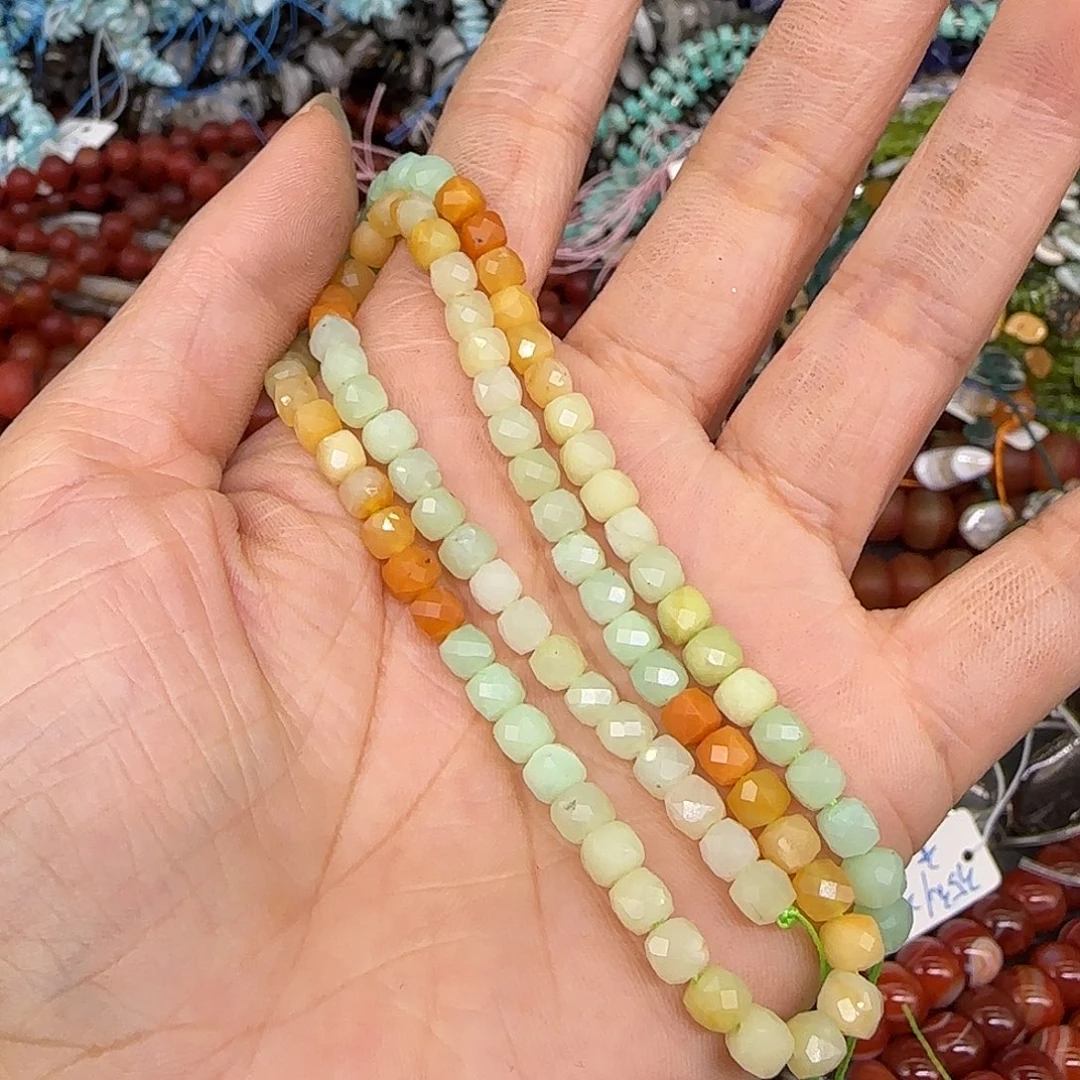 玛瑙/玉髓合金珠宝半成品缅甸玉4mm方糖一条