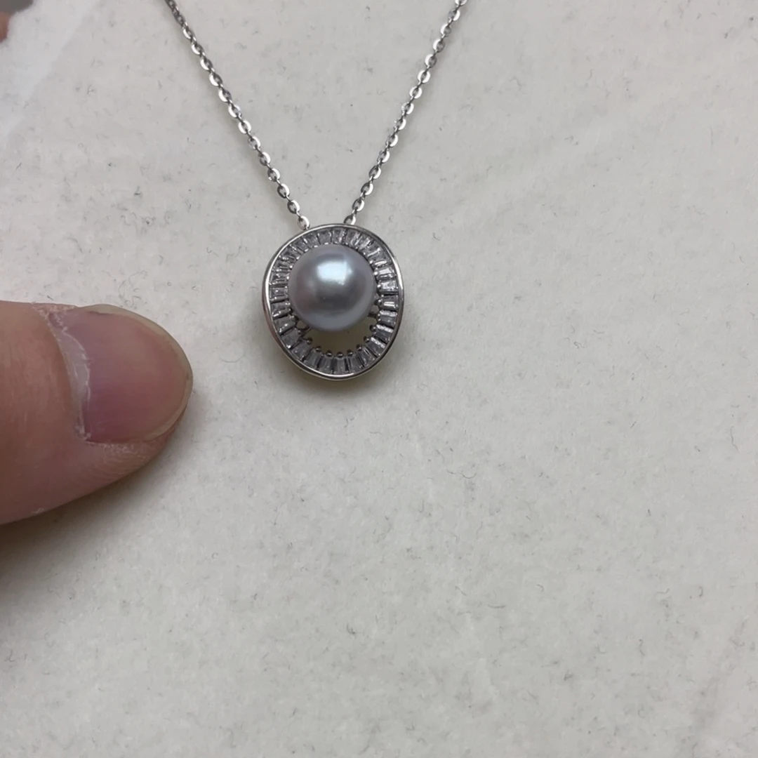 项链银S925镶嵌海水珍珠