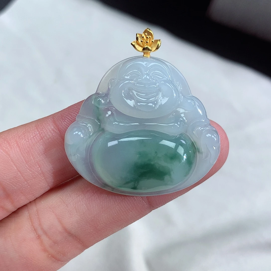 翡翠未镶嵌颈饰冰种飘花佛公