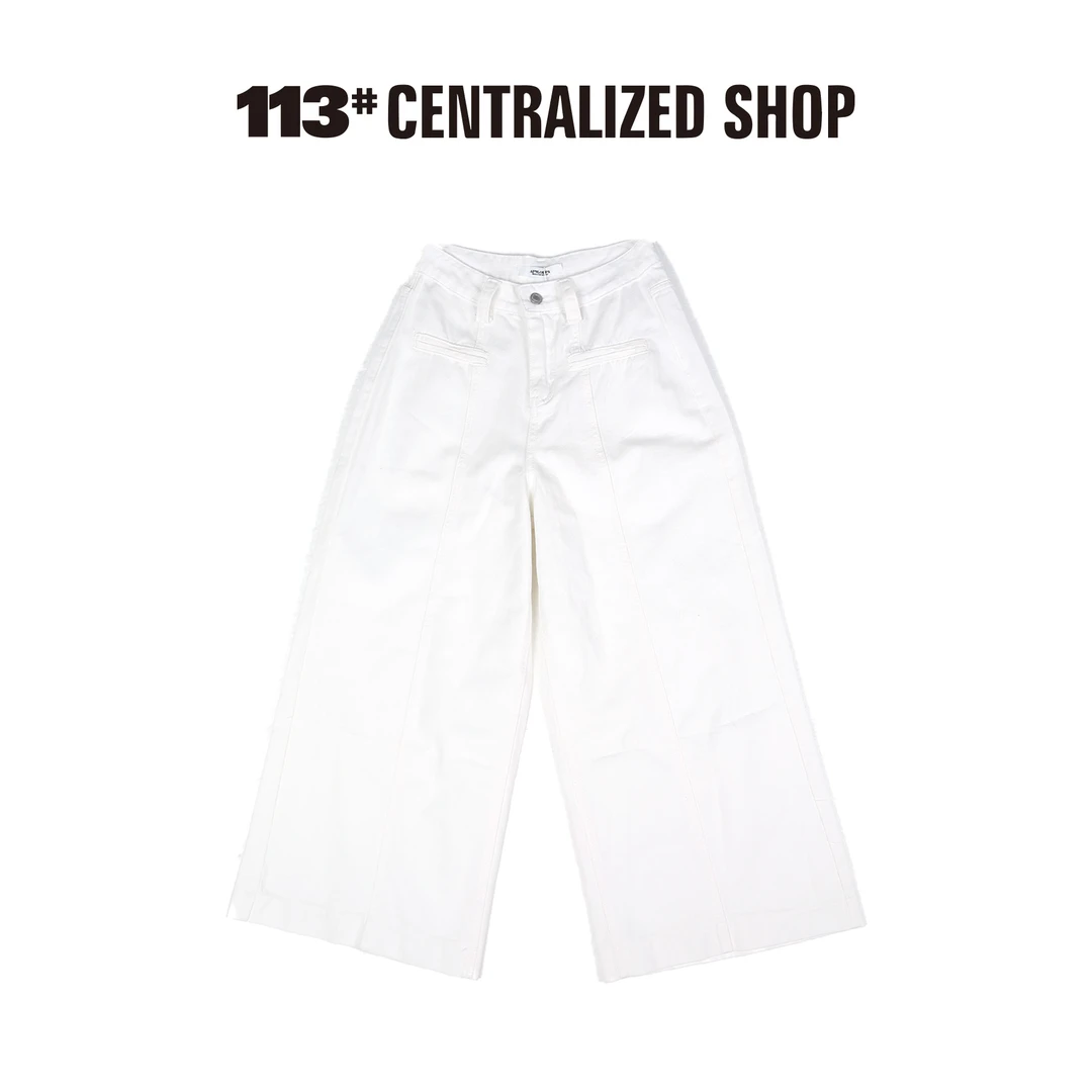 磨毛高腰无弹力长裤春夏秋休闲裤白色牛仔裤X883220866