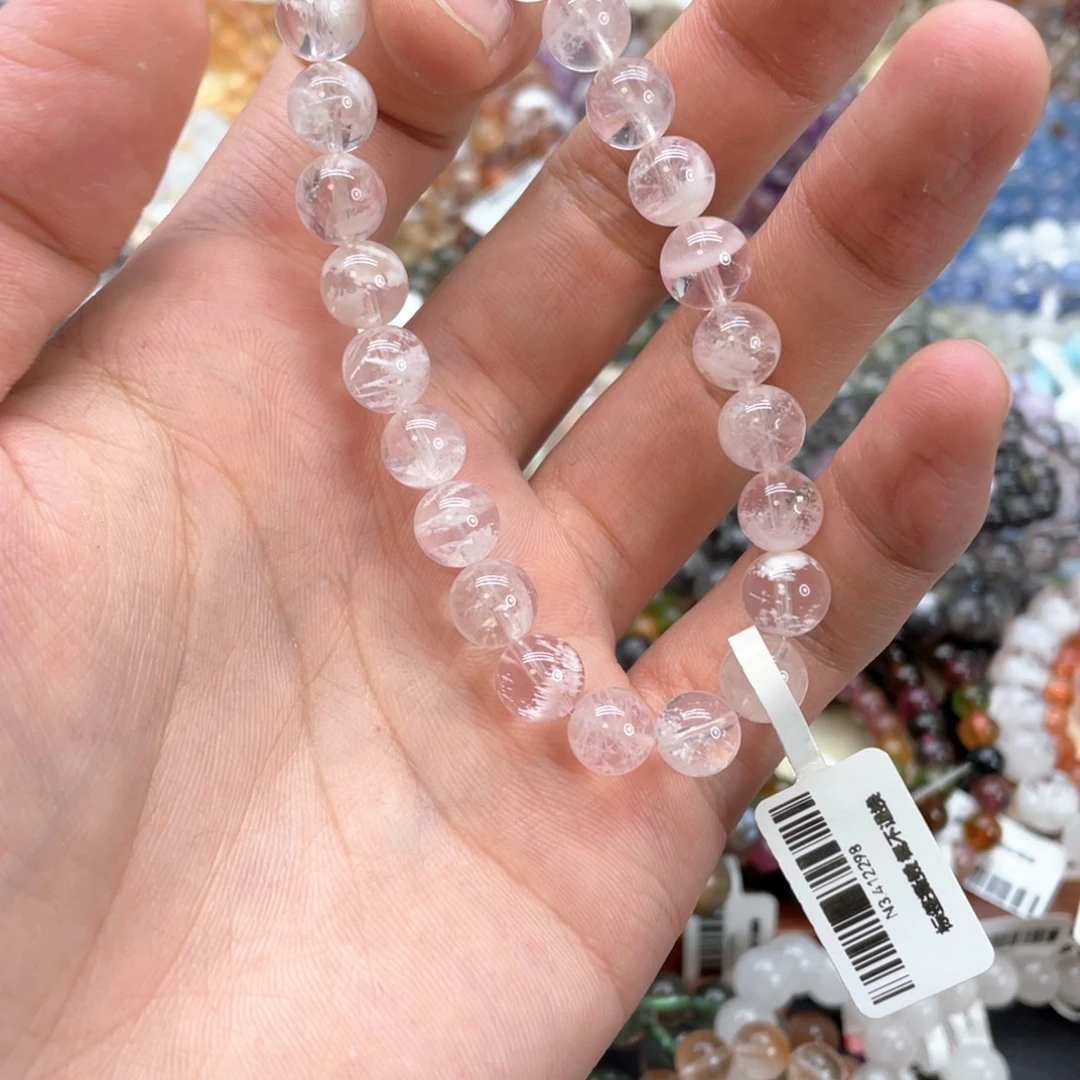 糕***子未镶嵌手串水晶粉雪花8