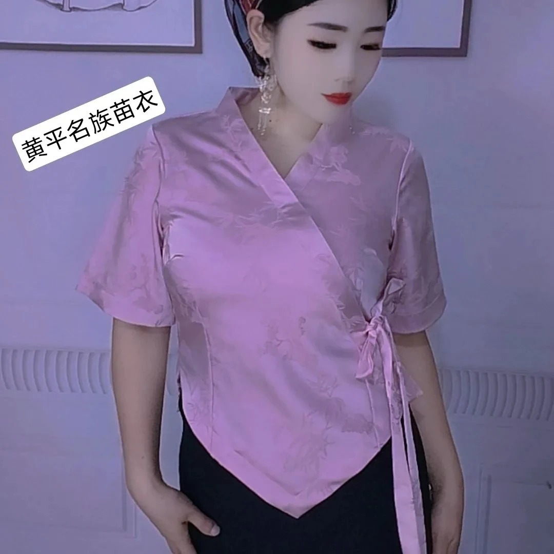 浅粉色【上衣】少数民族风格气质显瘦