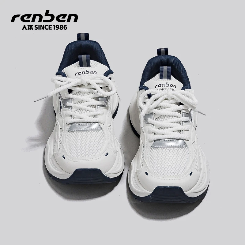 人本官方旗舰店女士泡沫软底鞋2025新款时尚百搭休闲鞋复古潮流潮