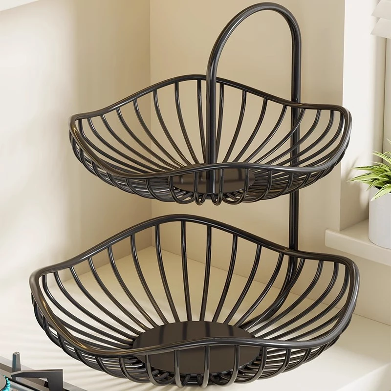 厨房台面蔬菜置物架双层菜篮子收纳架桌面灶台葱姜大蒜水果架子m