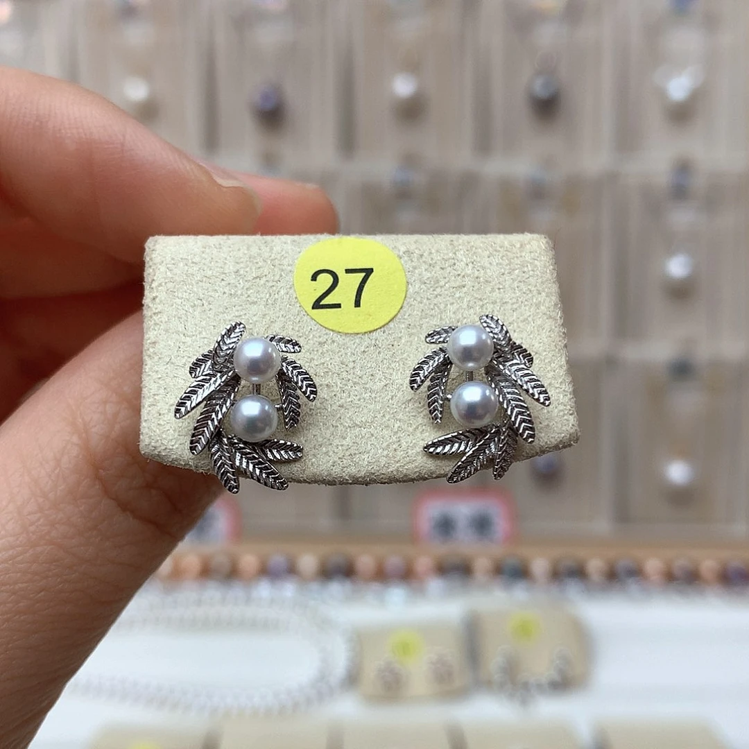 淡水珍珠耳饰银S925镶嵌