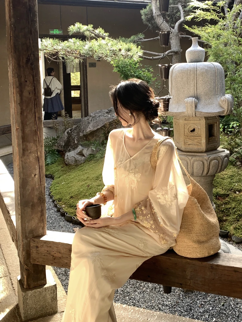 【雅乔定制】岁月静好开衫 亮丝绣花新中式宽松外套DYYY-25025834