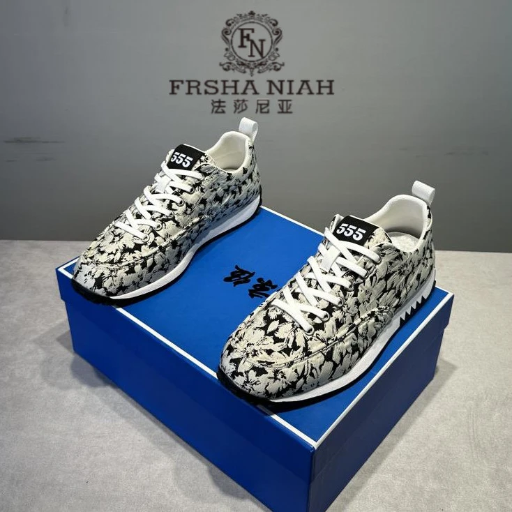 法莎尼亚潮牌水墨印花板鞋男新款低帮透气舒适软底轻质时尚休闲鞋