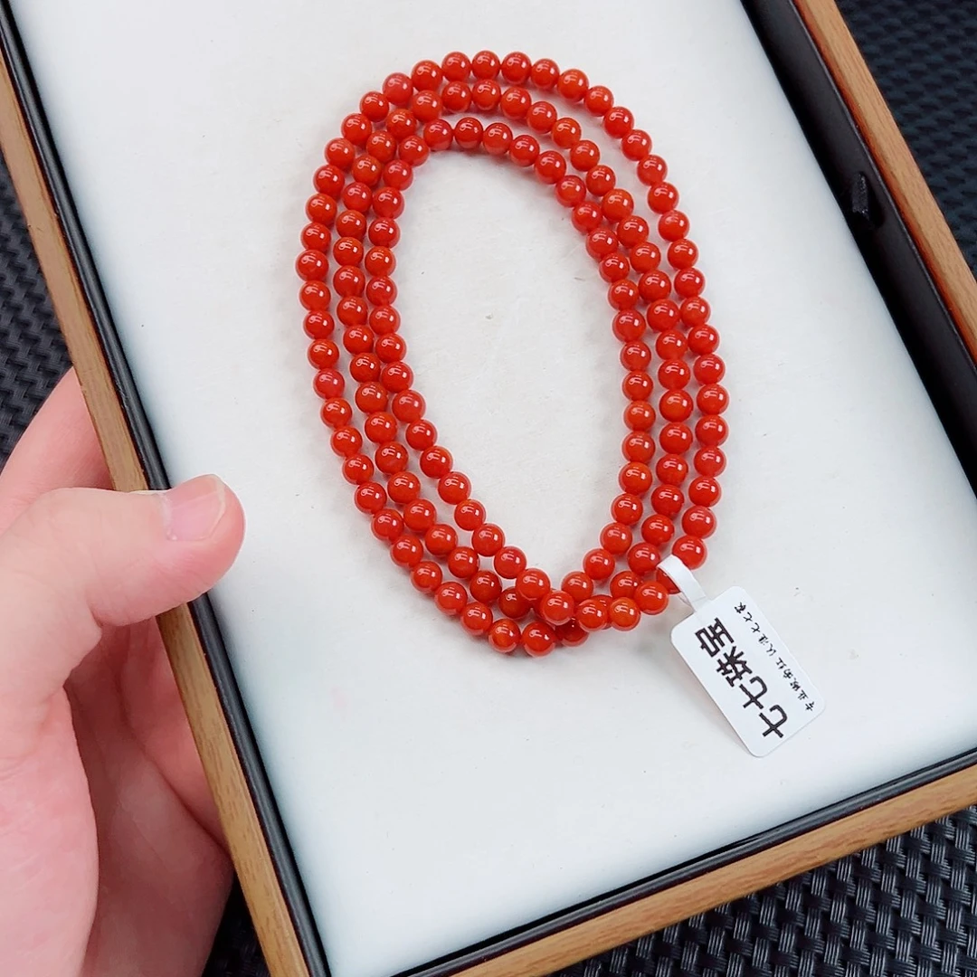 南红玛瑙未镶嵌天然保山阿东寨老南红收藏级长串卡5一条