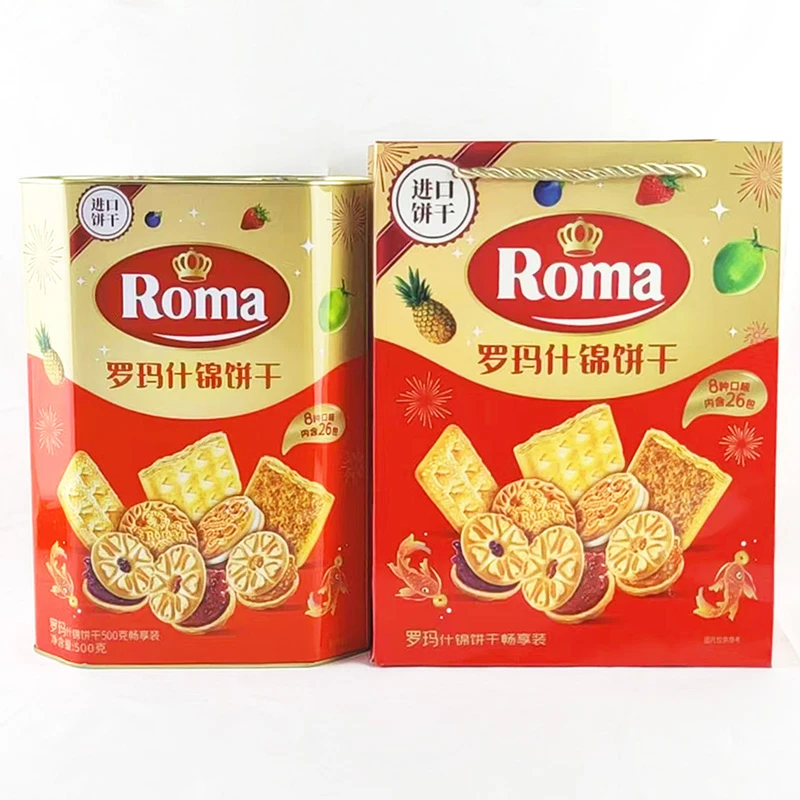 印尼进口罗玛什锦饼干脆乐脆果心酱夹心饼干混合年货送礼零食礼盒
