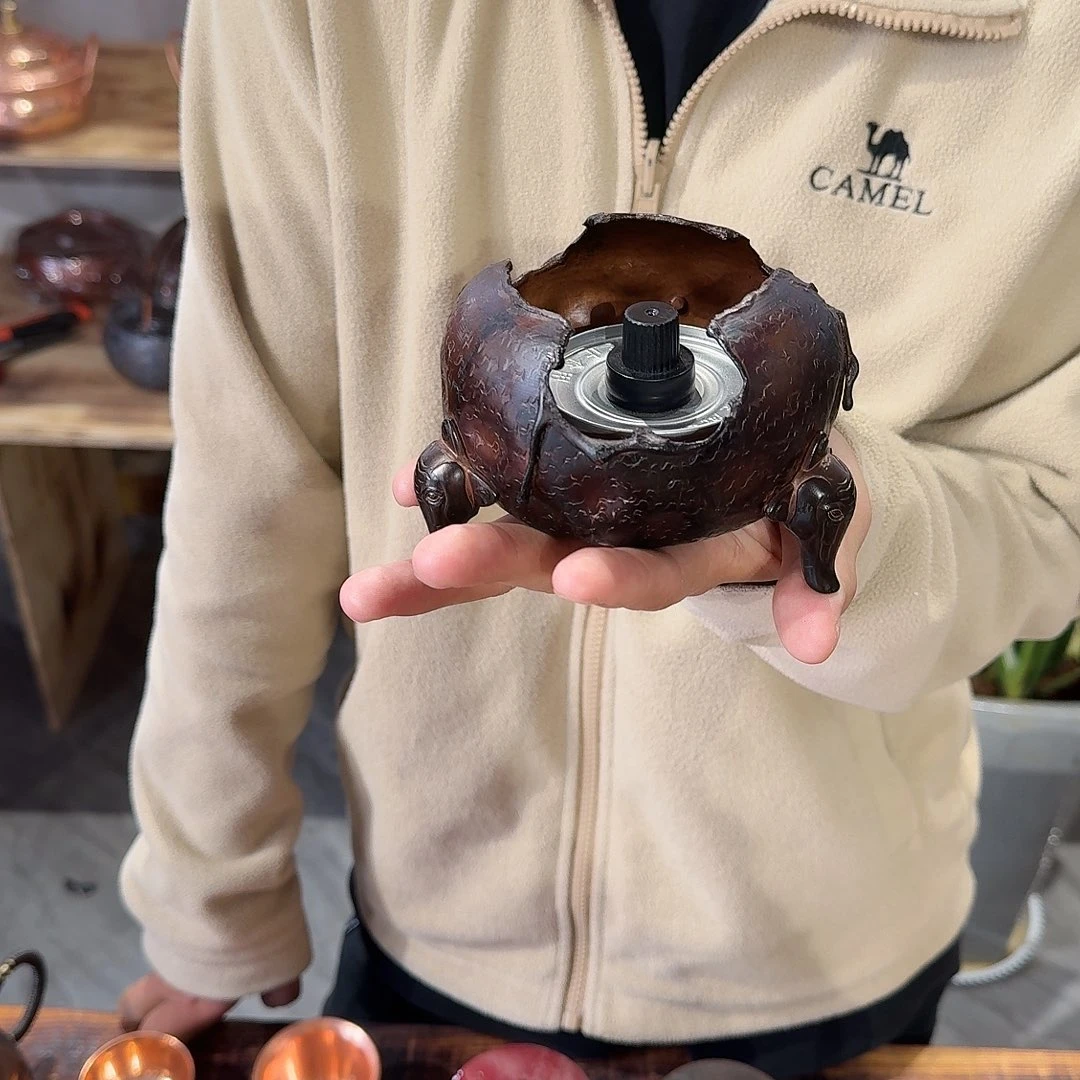 紫铜手工温茶炉一个带酒精灯