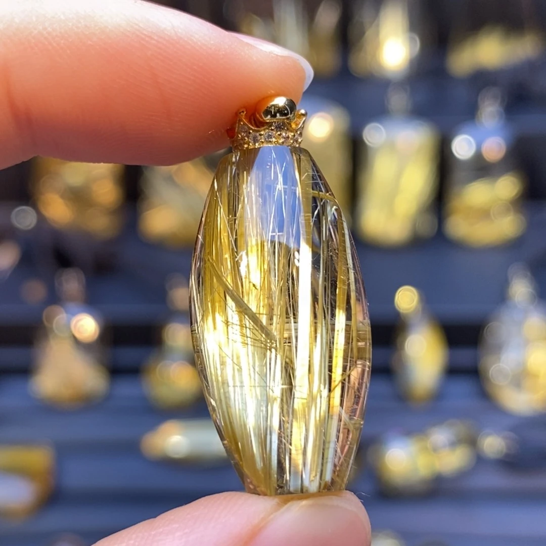 颈饰未镶嵌水晶钛晶桶珠吊坠