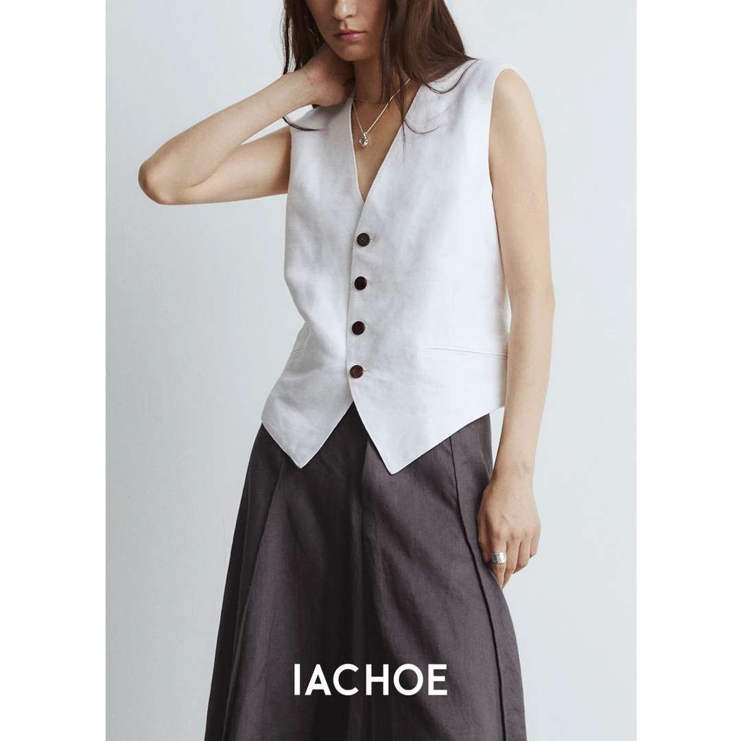 【七爷May专属】IACHOE短款亚麻马甲3561599003