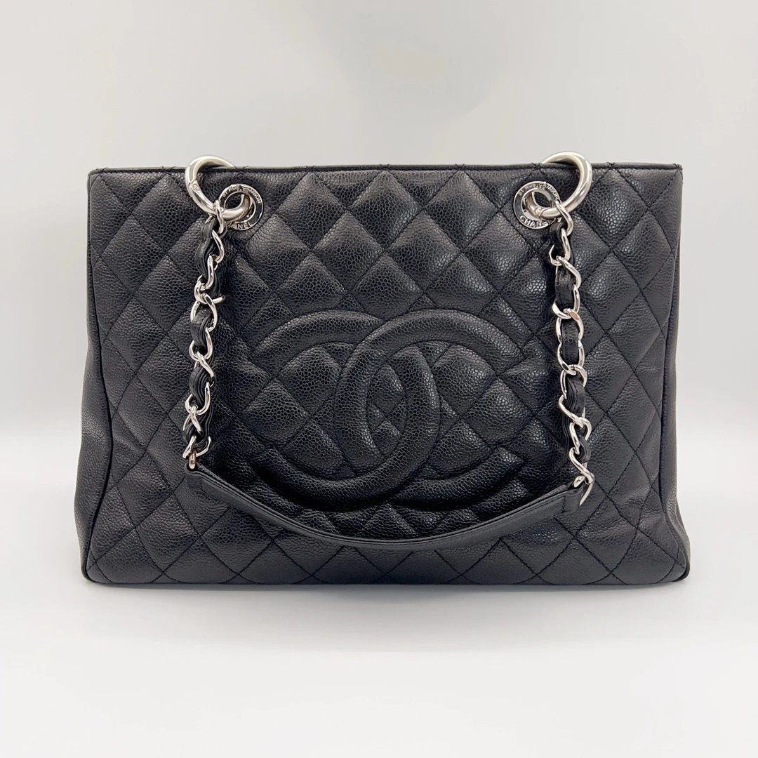 95新 Chanel/香奈儿 GST中号 黑银荔枝纹 0782 98新