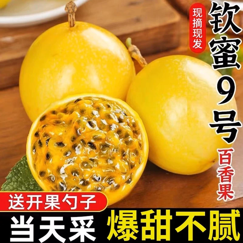 【拍10个送10个】正宗海南钦蜜9号黄金百香果现摘现发送开果器