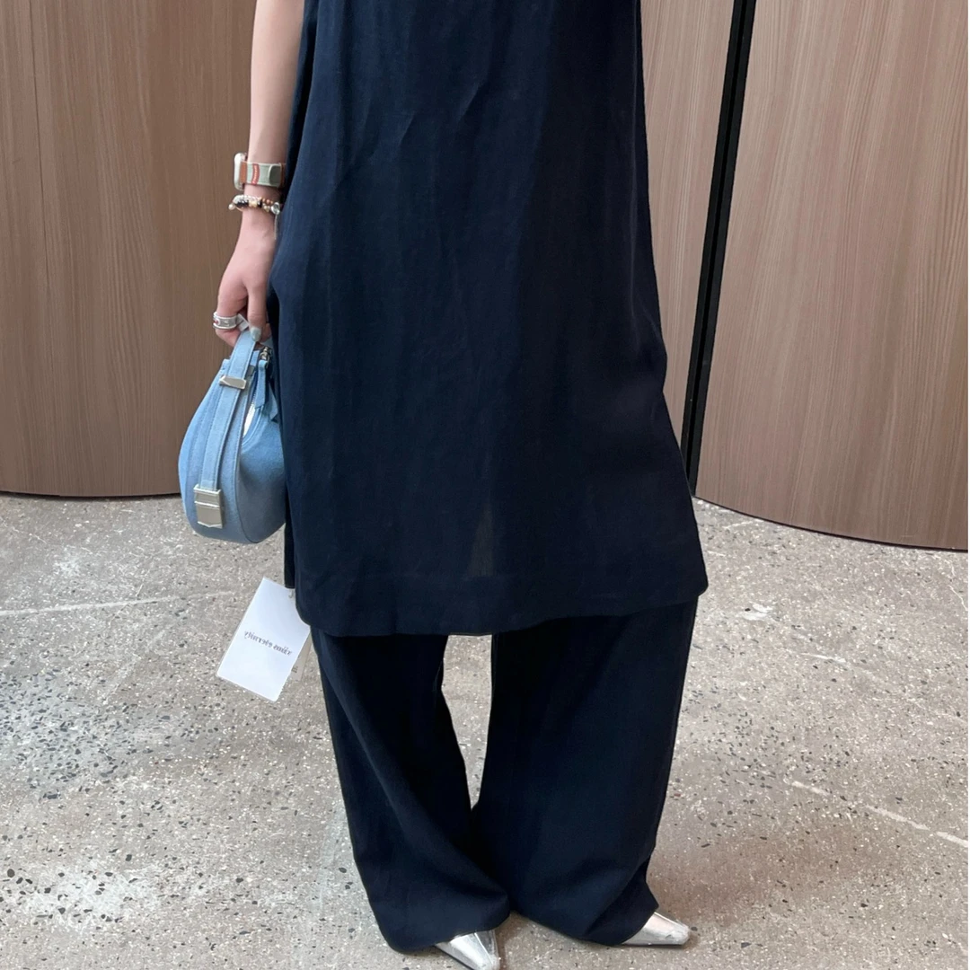 【VIINS】25夏季百搭极简静奢风深色休闲阔腿裤1675