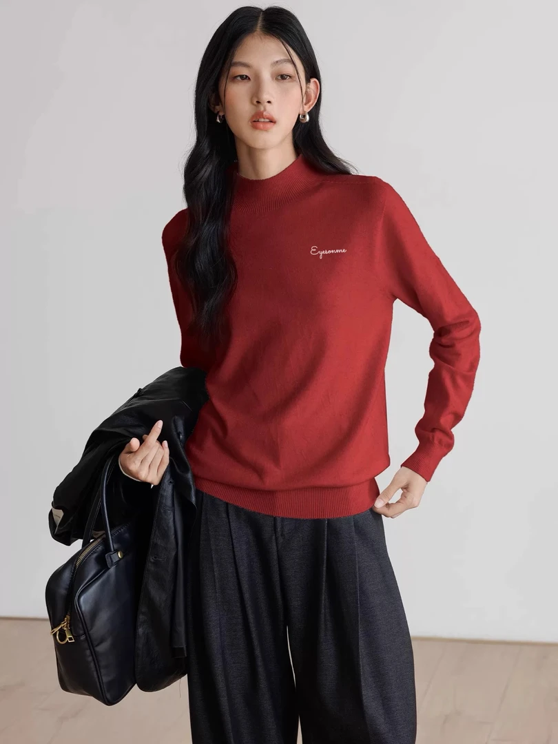 （圆领）原创设计款刺绣卫衣羊毛毛衣网红时尚百搭套头秋冬休闲长袖