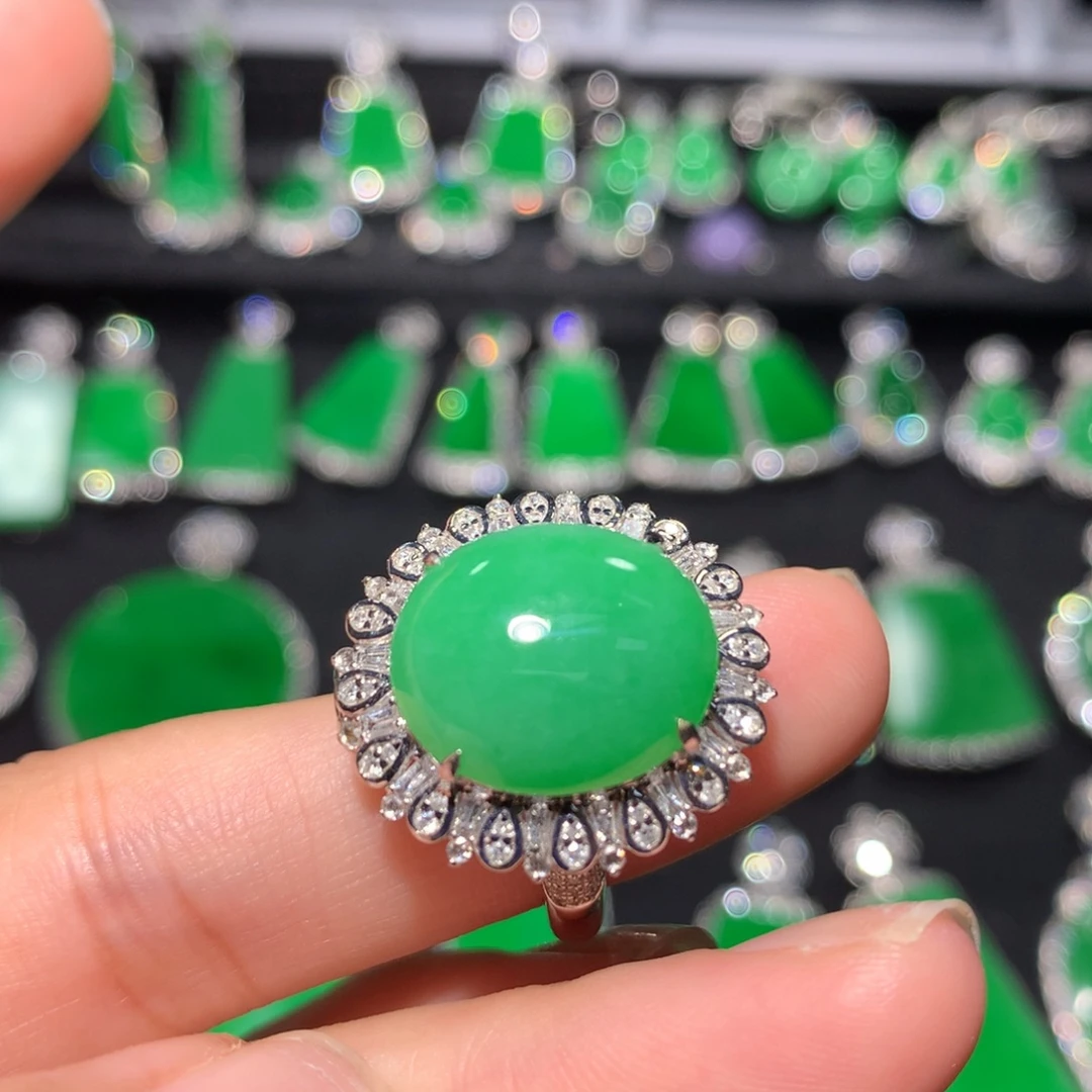 吊坠(不含链)18K金镶嵌翡翠翡翠