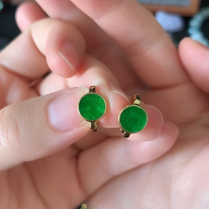 翡翠银S925镶嵌耳环