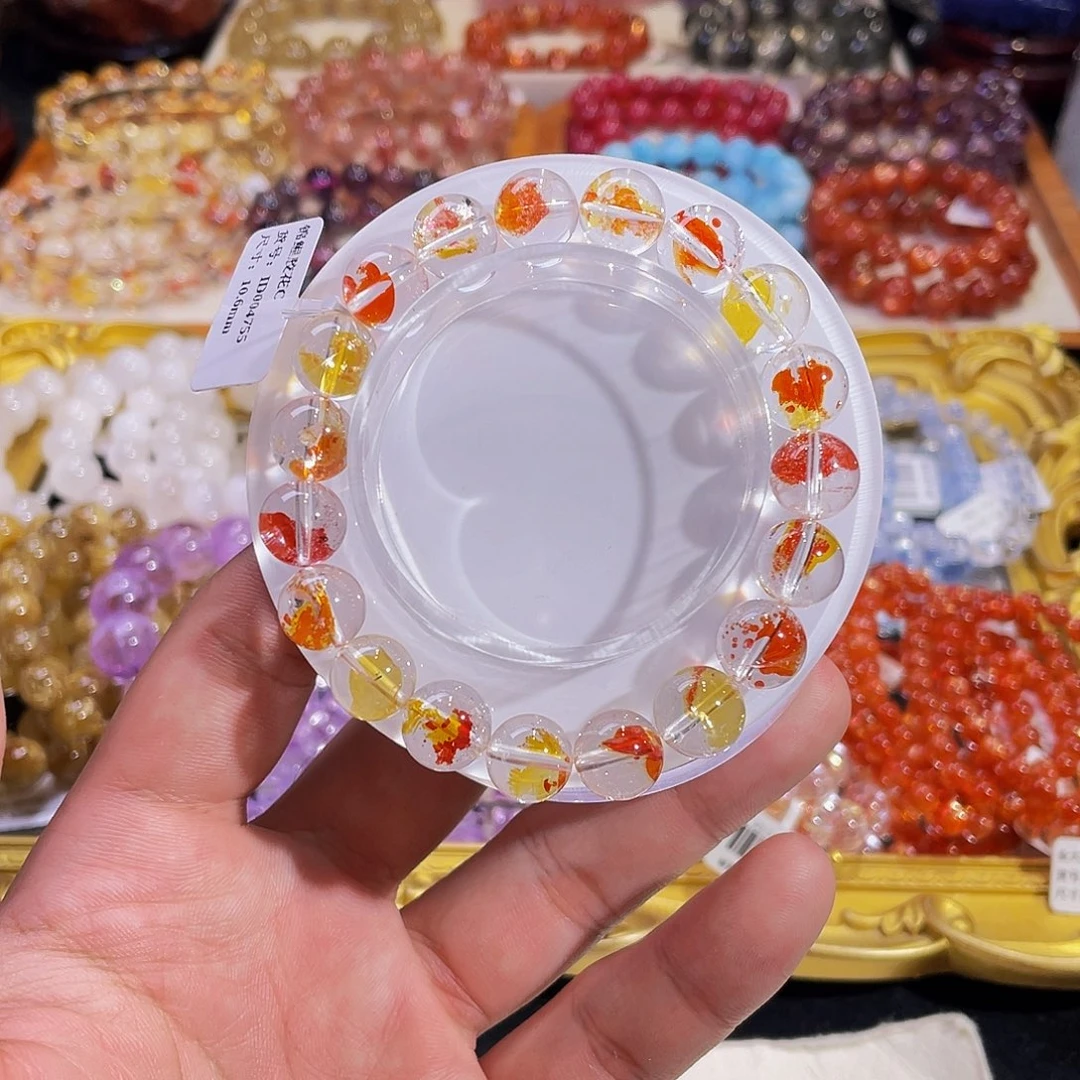 水晶手串未镶嵌收藏级锦鲤胶花10.6mm