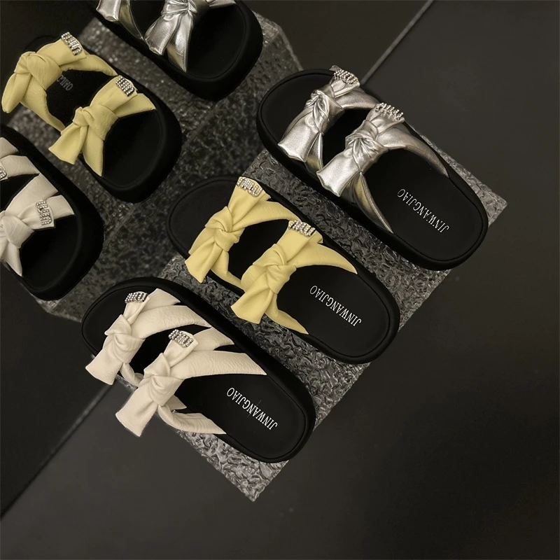 厚底蝴蝶结一字拖女2025夏季新款时尚百搭潮流外穿凉拖休闲凉拖鞋