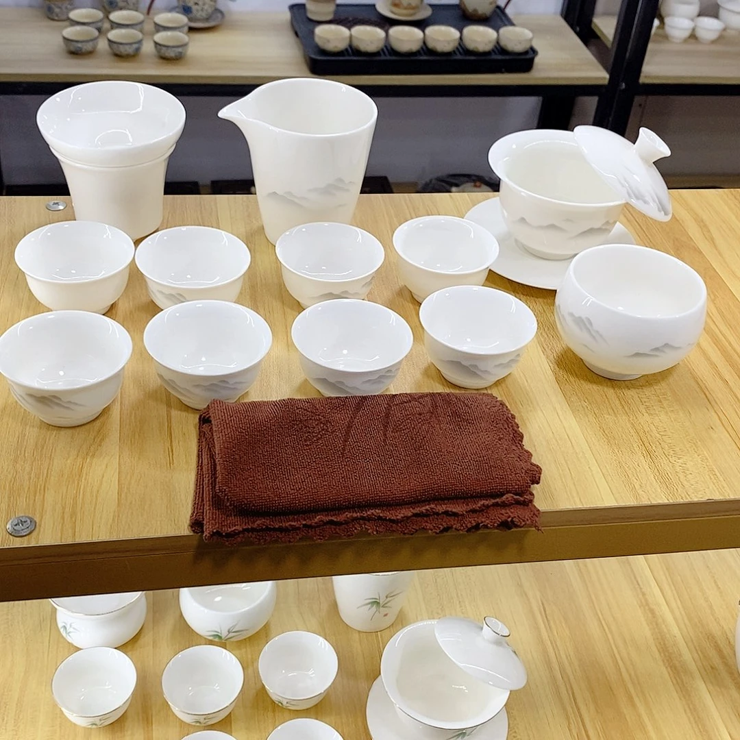 羊脂玉白瓷茶具套装