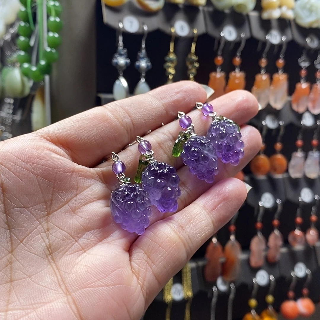 紫晶耳饰银S925镶嵌江**?