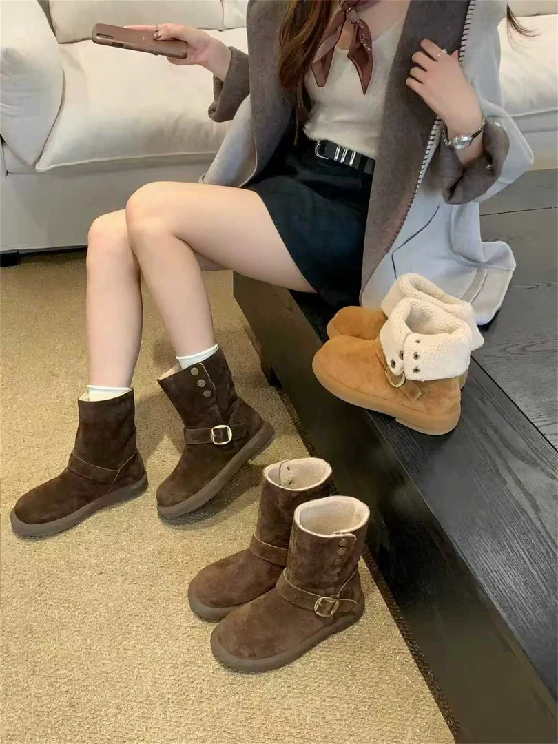 GG-按头推荐！圆头复古绒面两穿雪地靴冬季新款加绒毛毛棉靴62031