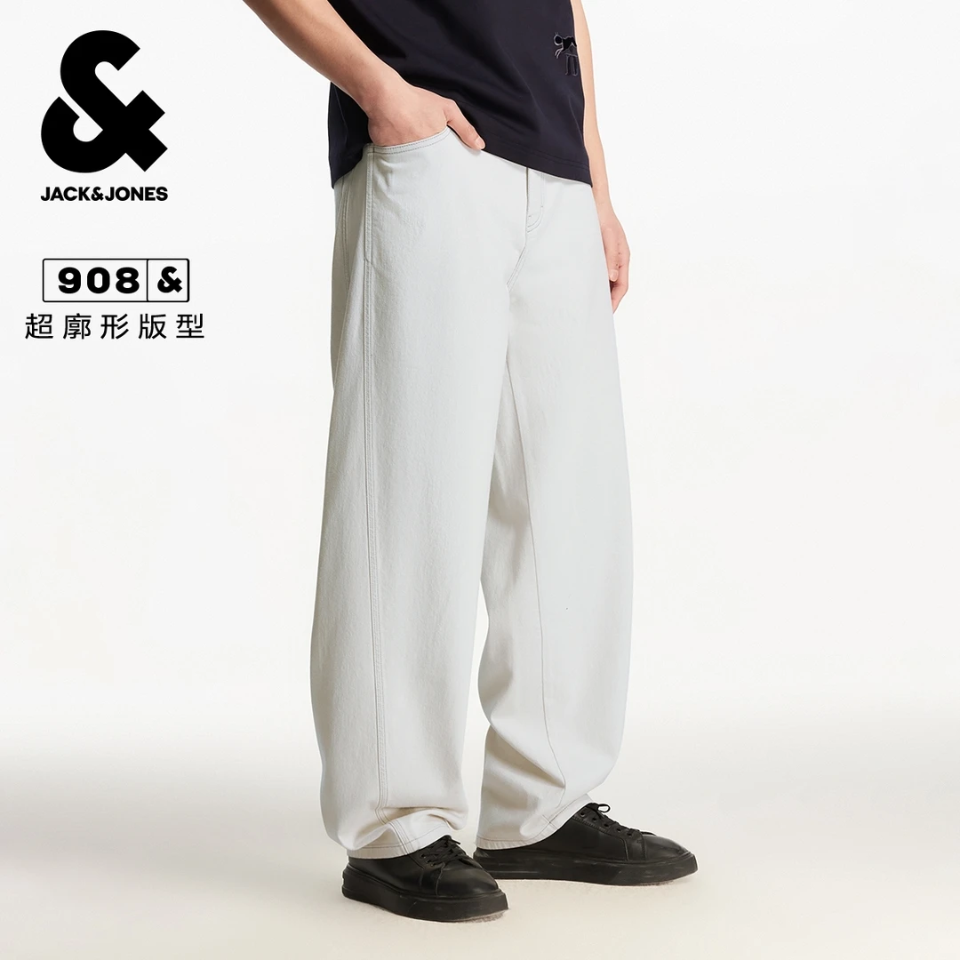 杰克琼斯男装秋季新款牛仔裤百搭日常简约舒适纯色宽松休闲裤子