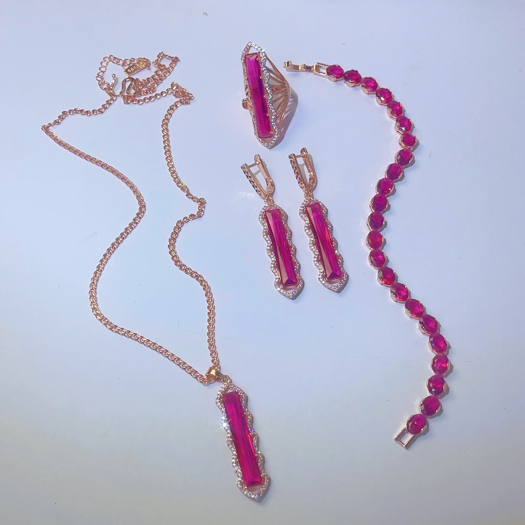 铜项链 502新款مىس 四件套首饰耳环项链戒指手链爆款白搭