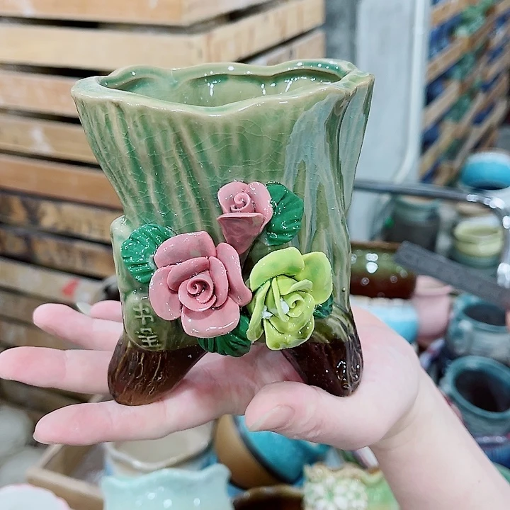 有孔，凑10元包邮陶瓷花盆发货！