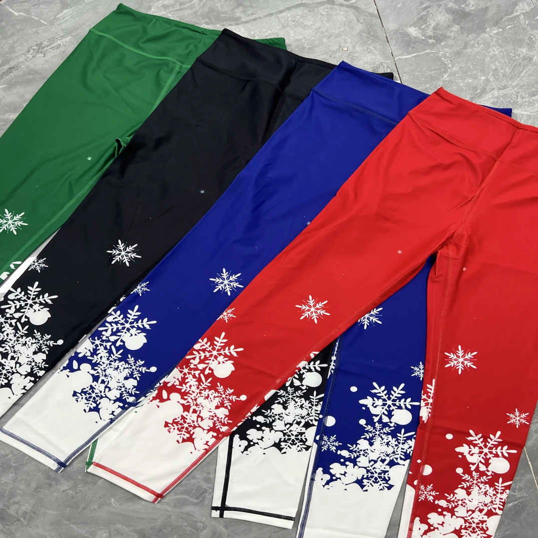 超前瑜伽裤女雪花印花瑜伽服多巴胺高腰高弹健身服瑜伽裤