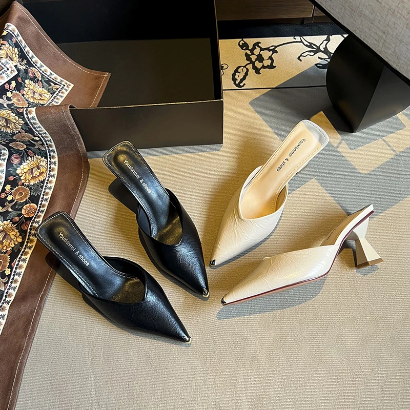 2025夏季新款高跟鞋女不累脚通勤气质尖头酒杯跟高级感PU皮面单鞋