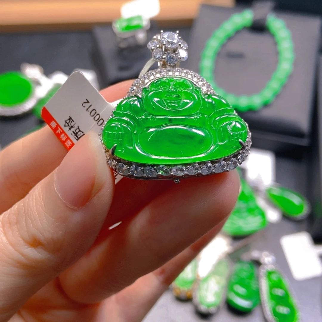 翡翠银S925镶嵌吊坠(不含链)