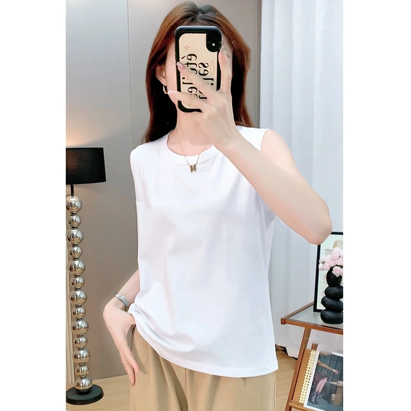 白色背心女2025爆款春游出行衣服夏季大码宽松百搭健身运动上衣