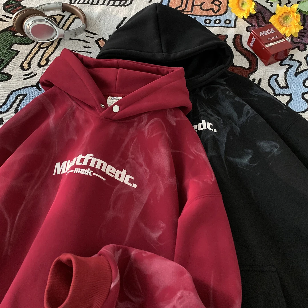 安哥拉红美式高街重磅潮牌连帽卫衣男秋冬2024新款设计感小众外套