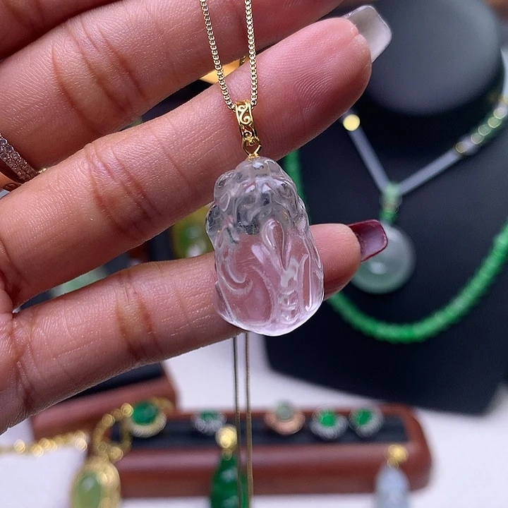 水晶颈饰银S925镶嵌吊坠