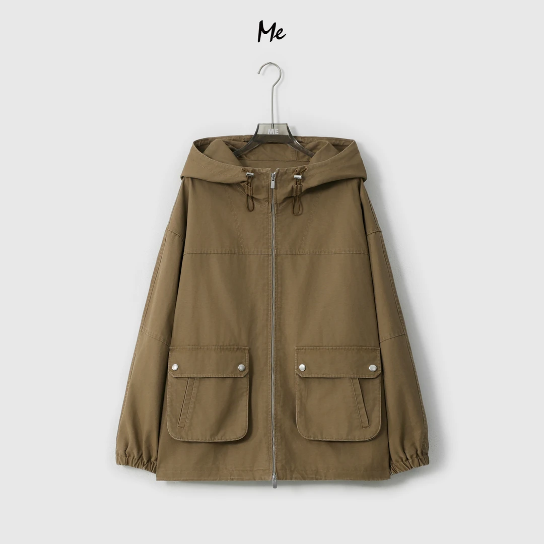 ME【加州公路】100棉做旧水洗显瘦时尚百搭连帽一手长外套MESA0738