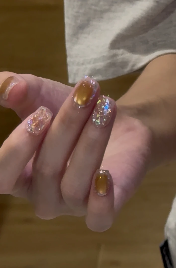 【日落极光】宝石猫眼设计师戴小戴美甲纯手工穿戴甲猫眼暑假猫眼