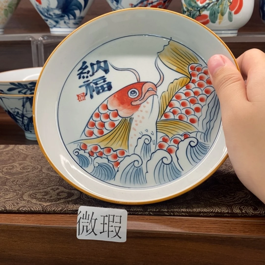 釉下彩老陶泥手工绘制